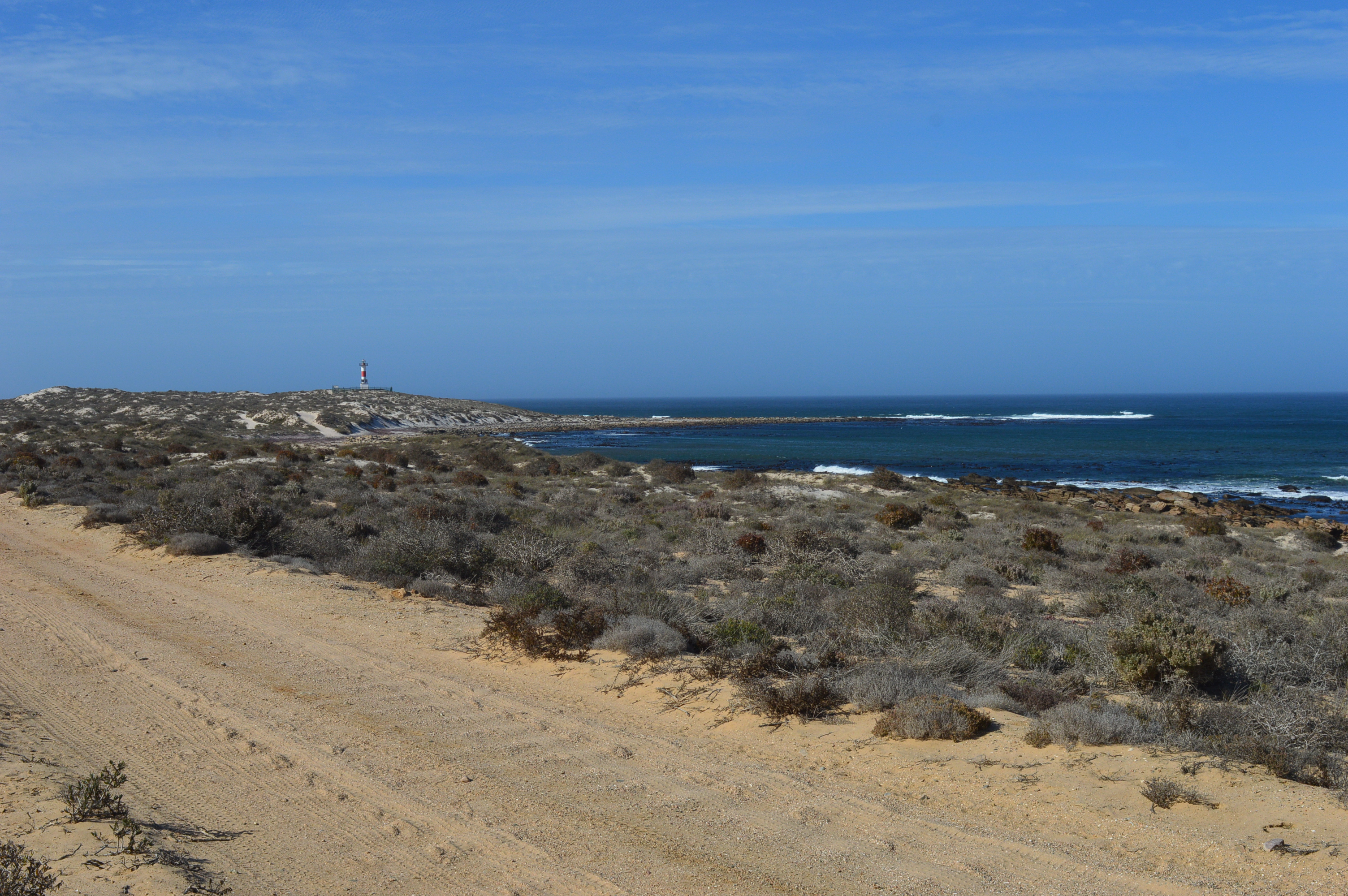 Lighthouse on the shore. Hondeklipbaai, Northern Cape (2020).